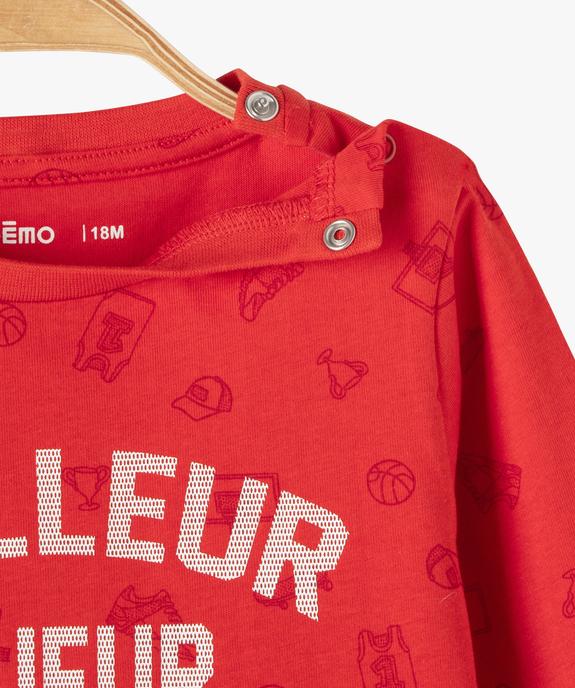 Tee-shirt bébé garçon à manches longues avec message vue3 - GEMO(BEBE DEBT) - GEMO