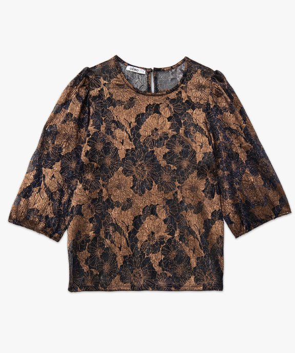Tee-shirt femme à manches 3/4 en matière scintillante vue4 - GEMO(FEMME PAP) - GEMO