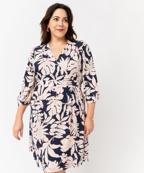 Robe fleurie à manches 3/4 femme grande taille vue5 - GEMO (G TAILLE) - GEMO