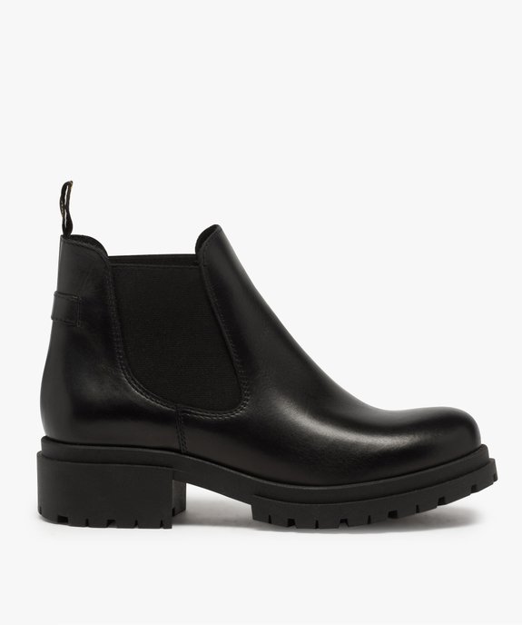Boots femme style chelsea unis à talon carré et semelle crantée  vue1 - GEMO (CASUAL) - GEMO