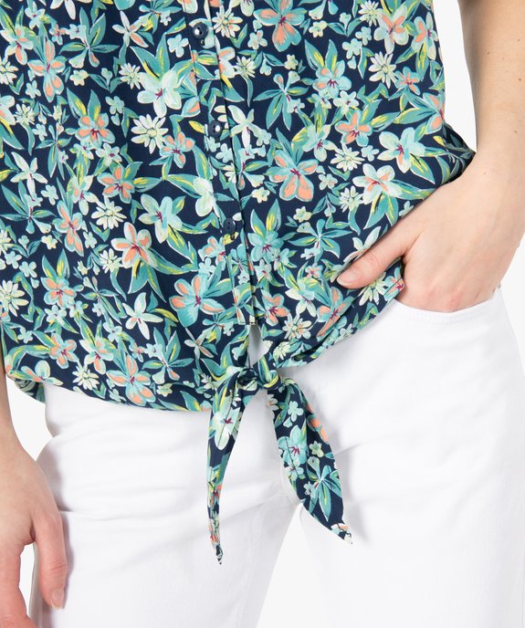 Chemise sans manches imprimée avec nœud dans le bas femme vue2 - GEMO 4G FEMME - GEMO
