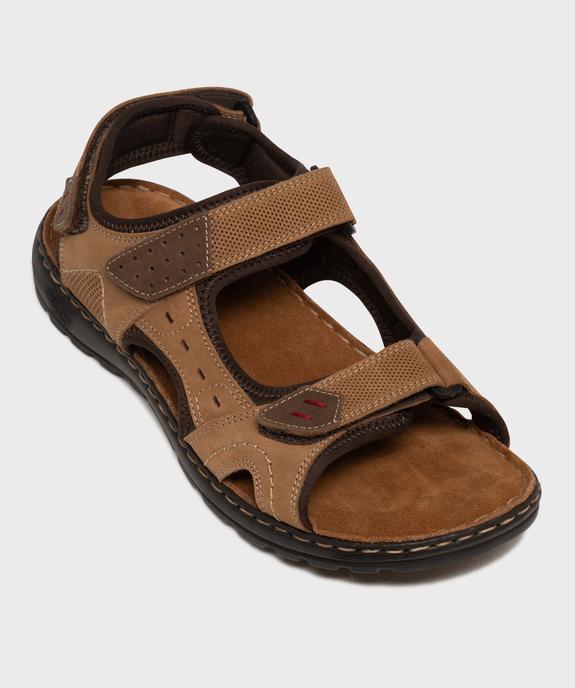 Sandales confort à scratch dessus cuir homme vue5 - G'FLEX - GEMO