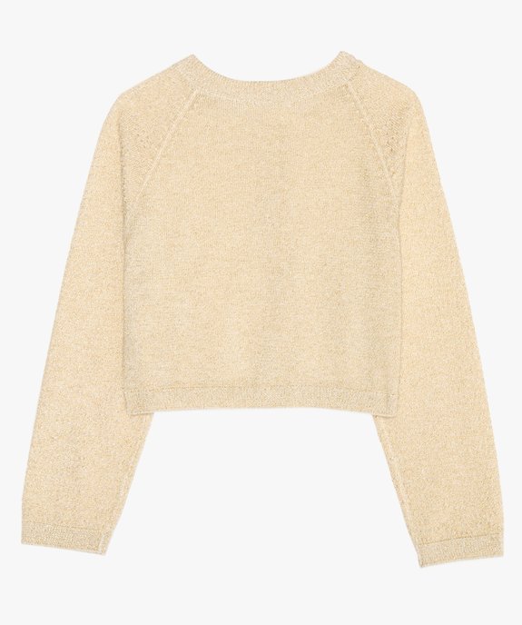 Gilet fille forme boléro avec manches en maille ajourée vue2 - GEMO (ENFANT) - GEMO