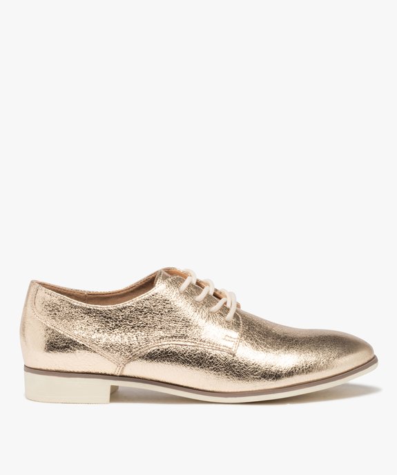 Derbies femme unis dessus brillant avec semelle fine bicolore vue2 - GEMO (CASUAL) - GEMO