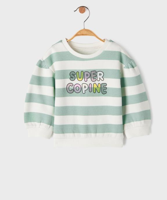 Sweat imprimé à manches bouffantes bébé fille vue1 - GEMO 4G BEBE - GEMO