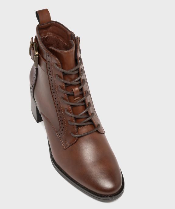 Bottines à talon avec semelle intérieure cuir, lacets ronds et zip femme - VALENTINA BALDANO GEMO FORGOOD Bottines à talon avec semelle intérieure cuir, lacets ronds et zip femme vue5 - VALENTINA BALDANO GEMO FORGOOD - GEMO