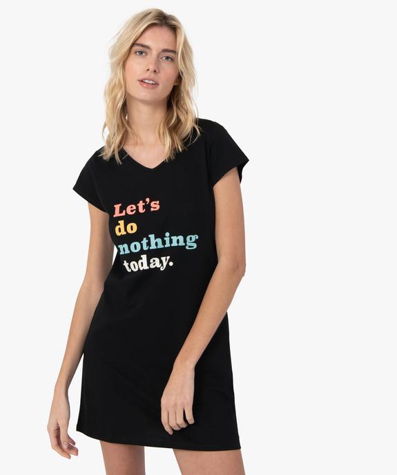 Chemise de nuit imprimée à manches courtes femme vue2 - GEMO 4G FEMME - GEMO