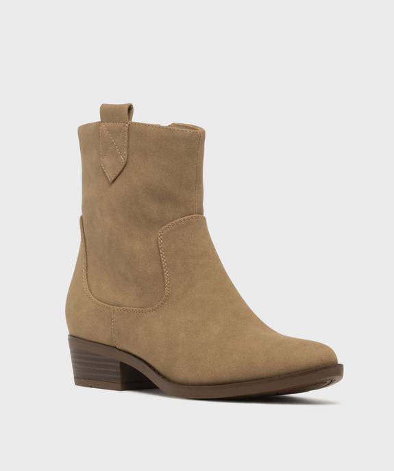 Boots santiags unies à zip femme - Follow Me vue2 - FOLLOW ME - GEMO