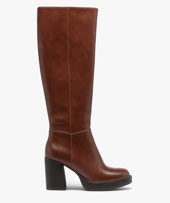 Bottes à talon haut dessus uni et à semelle plateforme vue2 - FOLLOW ME G4G - GEMO