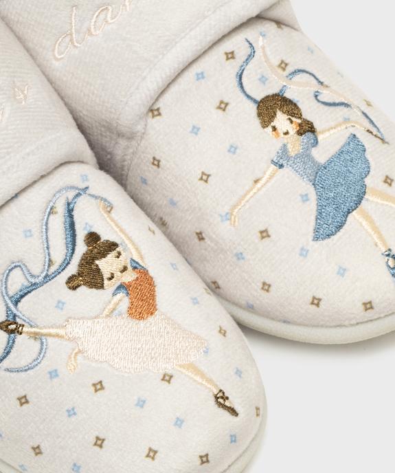 Chaussons en velours motifs danseuses fille vue6 - GEMO 4G FILLE - GEMO