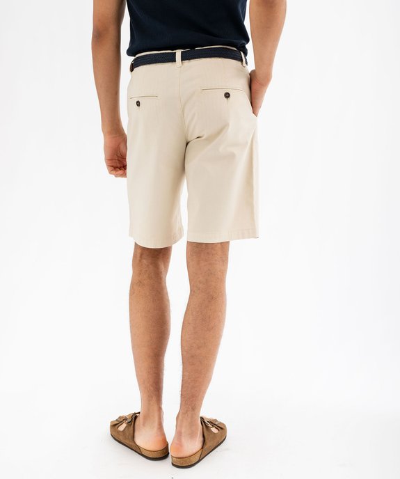 Bermuda chino droit avec ceinture tressée homme vue3 - GEMO (HOMME) - GEMO