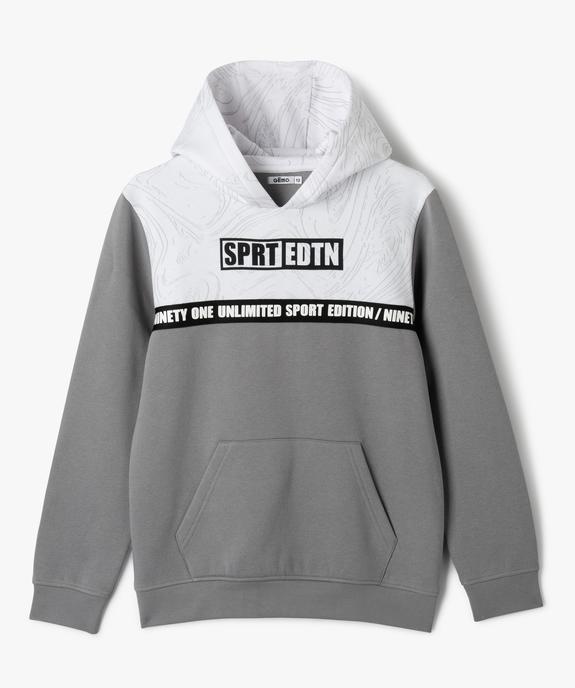 Sweat à capuche tricolore garçon vue1 - GEMO (JUNIOR) - GEMO