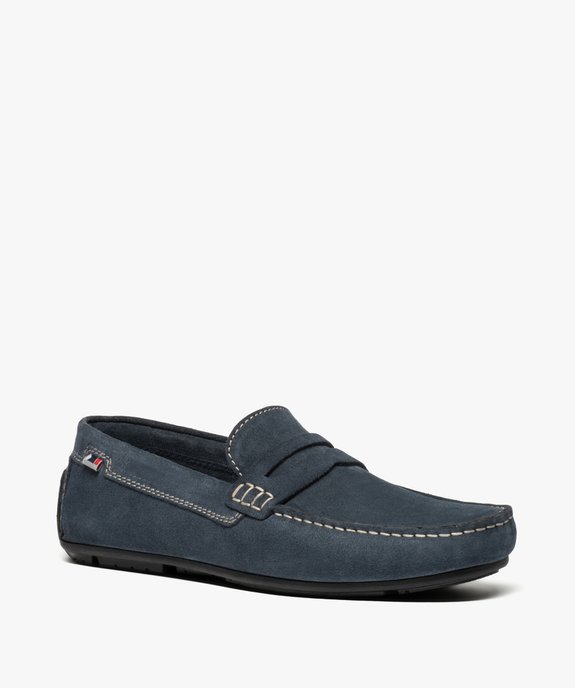 Mocassins homme dessus et intérieur cuir avec surpiqûres vue2 - GEMO (HOMME) - GEMO
