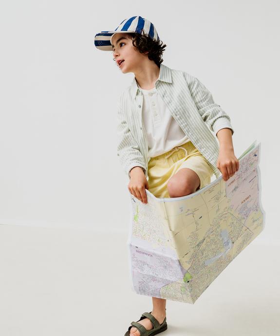 Chemise manches longues en mélange coton-lin rayé garçon vue6 - GEMO (ENFANT) - GEMO