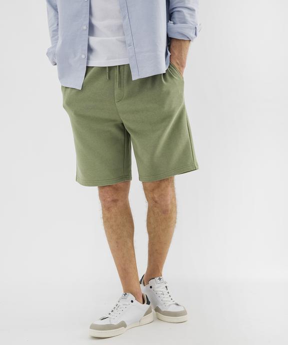 Bermuda en maille French Terry avec taille ajustable homme vue1 - GEMO 4G HOMME - GEMO