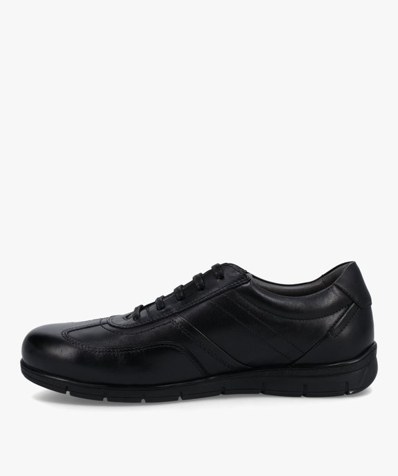 Baskets homme unies dessus cuir fermeture lacets  vue3 - GEMO (CONFORT) - GEMO
