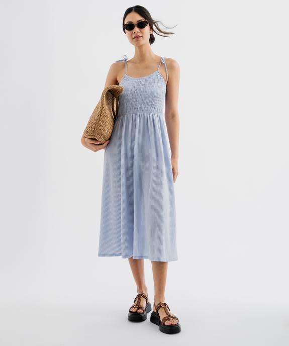Robe midi à fines bretelles en tissu texturé femme vue4 - GEMO 4G FEMME - GEMO