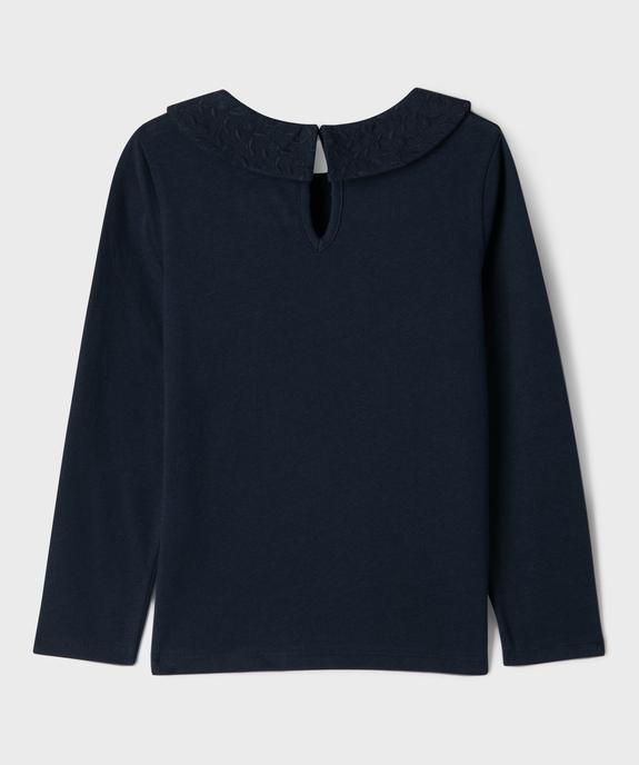 Tee-shirt manches longues avec col Claudine fille vue3 - GEMO 4G FILLE - GEMO