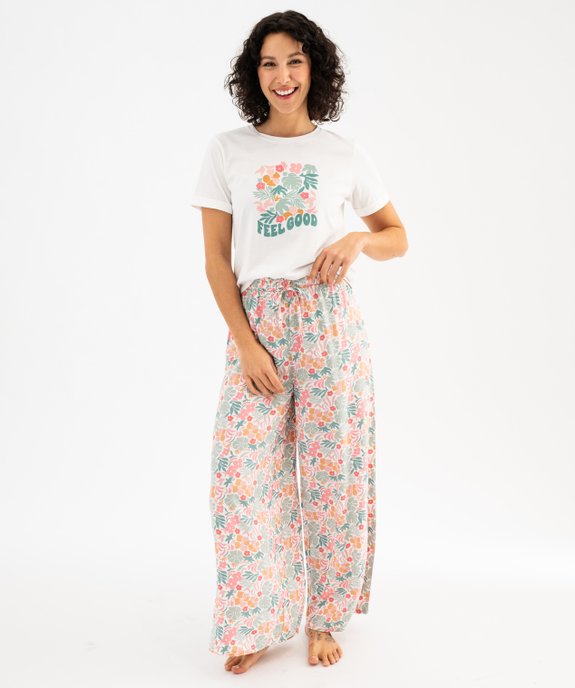 Haut de pyjama à manches courtes et motif femme vue5 - GEMO 4G FEMME - GEMO