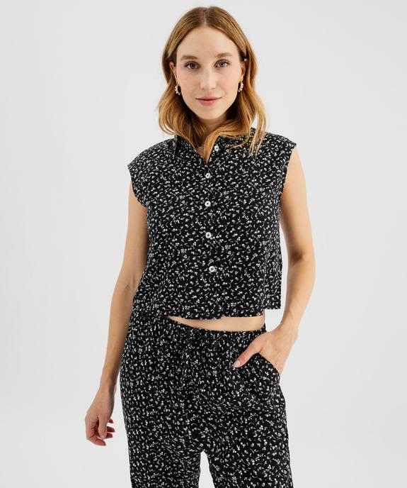 Chemise sans manches courte et ample en viscose fluide imprimée femme vue1 - GEMO 4G FEMME - GEMO