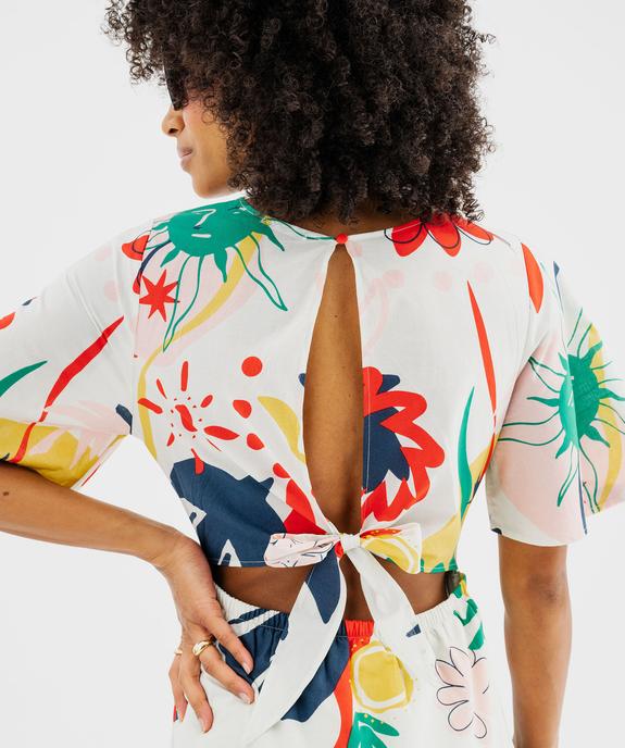 Robe longue col V à dos fantaisie et motifs femme vue2 - GEMO(FEMME PAP) - GEMO