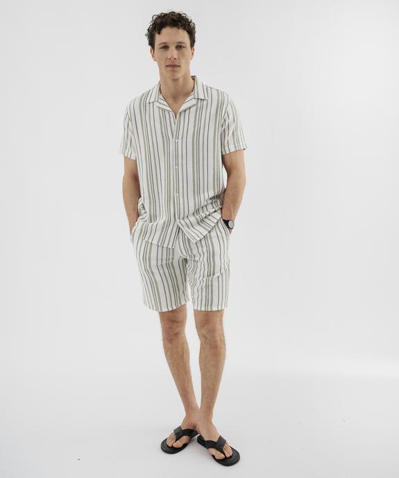 Bermuda rayé en textile de coton tissé homme vue4 - GEMO 4G HOMME - GEMO