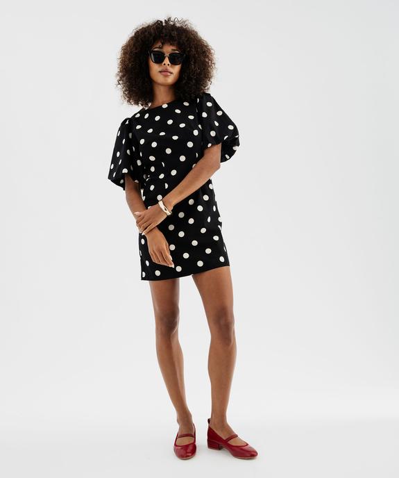 Robe courte à pois et manches courtes bouffantes vue6 - GEMO(FEMME PAP) - GEMO