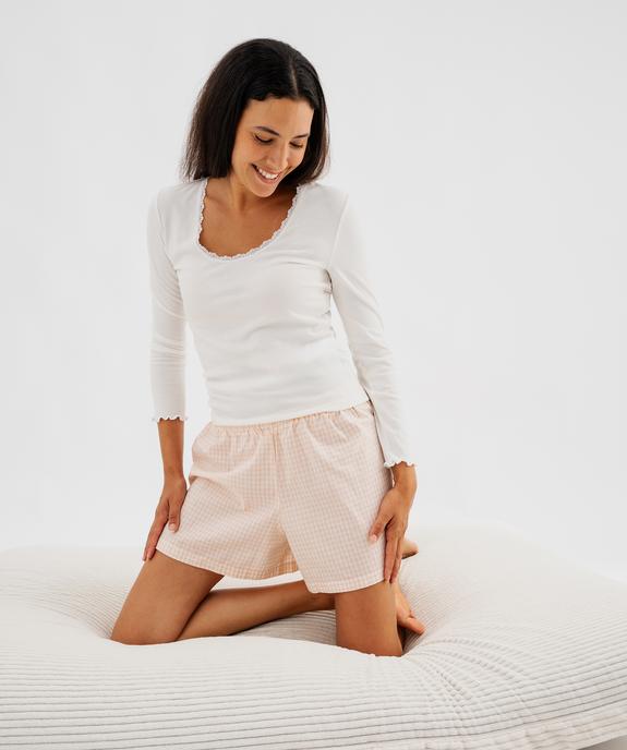 Short de pyjama à carreaux vichy femme vue4 - GEMO 4G FEMME - GEMO