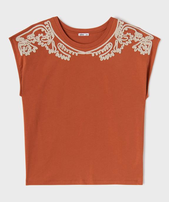 Tee-shirt sans manches avec broderie sur le col femme grande taille vue1 - GEMO (G TAILLE) - GEMO