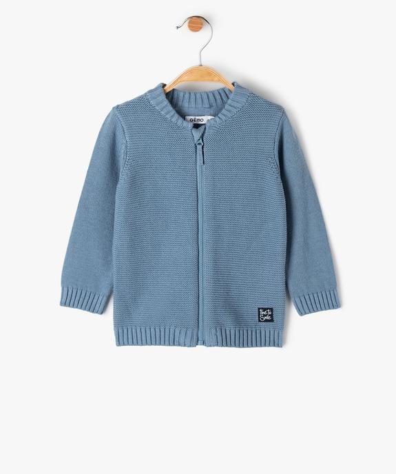 Gilet bébé garçon zippé en maille fantaisie vue1 - GEMO(BEBE DEBT) - GEMO