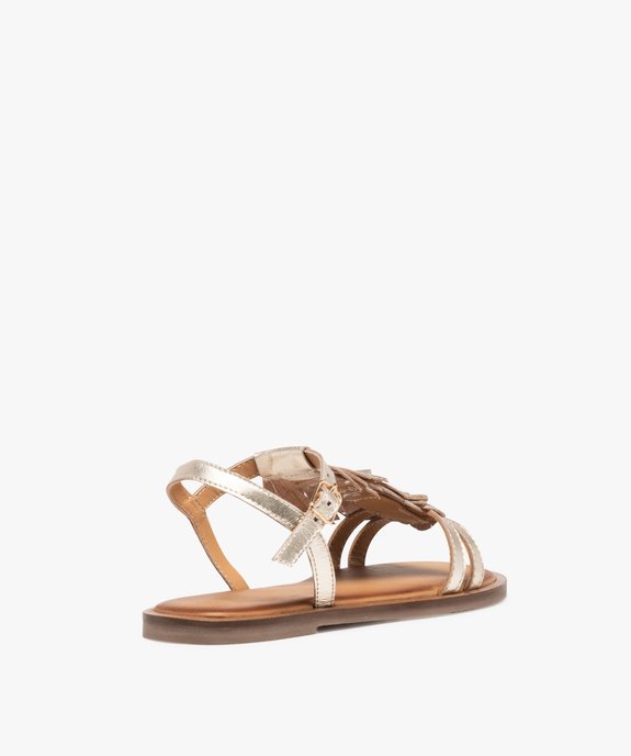 Sandales fille dessus cuir à franges métallisées – Tanéo vue4 - TANEO - GEMO