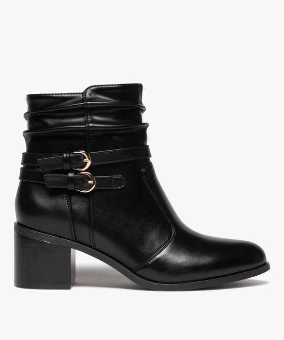 Bottes femme à talon carré et col effet plissé avec zip vue2 - GEMO(URBAIN) - GEMO