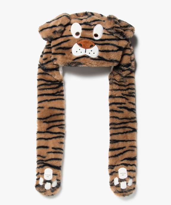 Bonnet garçon tigre en peluche avec oreilles mobiles vue1 - GEMO (ENFANT) - GEMO