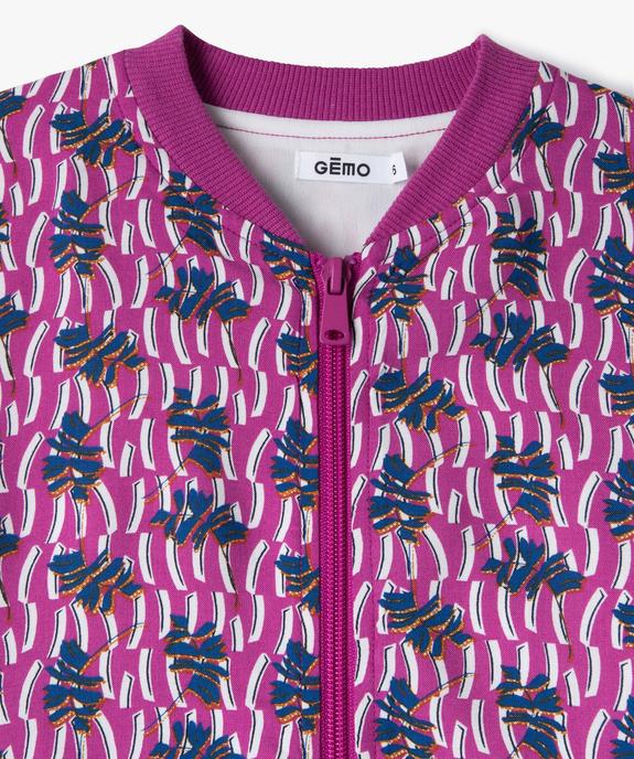 Veste zippée en viscose imprimée fille vue3 - GEMO 4G FILLE - GEMO