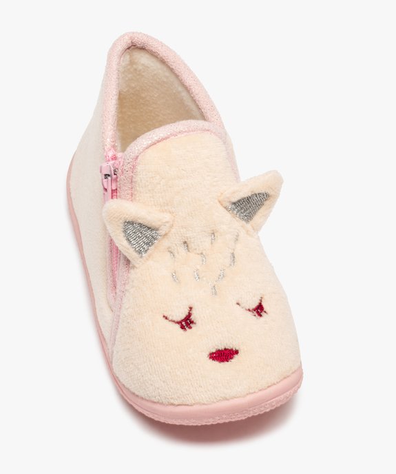 Chaussons bébé fille bottillons zippés avec oreilles en relief vue5 - GEMO 4G BEBE - GEMO