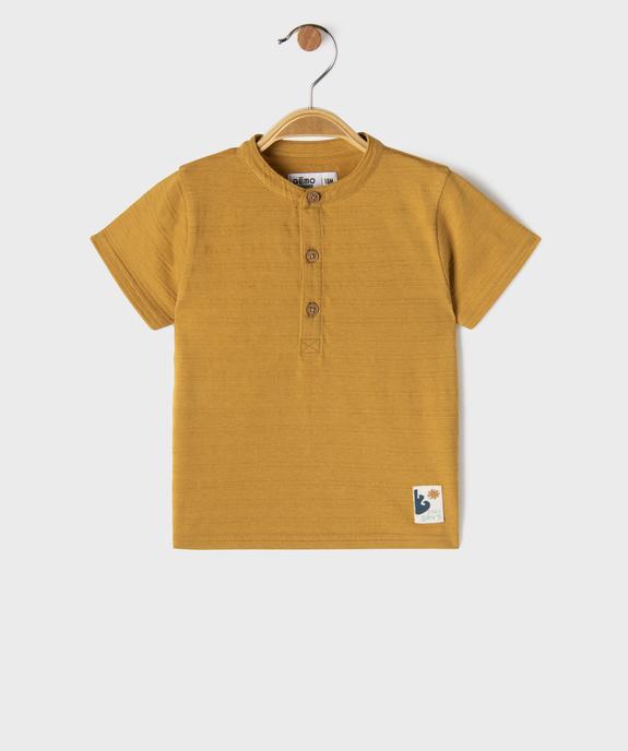 Tee-shirt manches courtes col tunisien bébé garçon vue1 - GEMO(BEBE DEBT) - GEMO