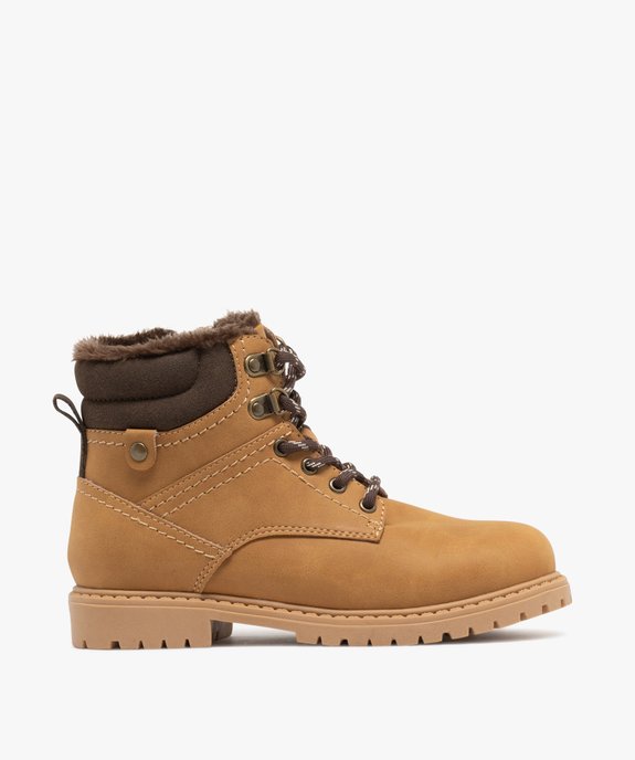 Boots garçon fourrées avec col matelassé à lacets bicolores et à zip vue2 - BUGGY - GEMO