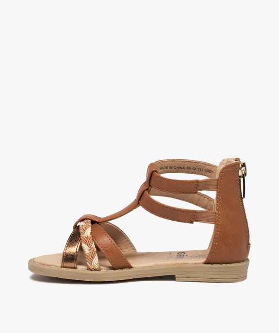 Sandales fille zippées à tige montante et brides métallisées vue3 - GEMO (ENFANT) - GEMO