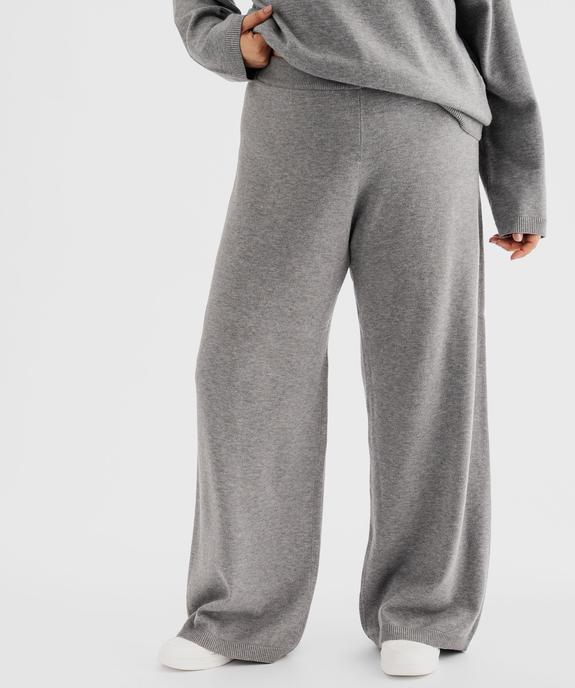 Pantalon large en maille avec taille élastique femme grande taille vue1 - GEMO (G TAILLE) - GEMO