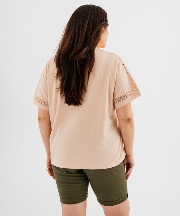 Tee-shirt manches courtes avec détails brodés femme grande taille vue3 - GEMO 4G GT - GEMO