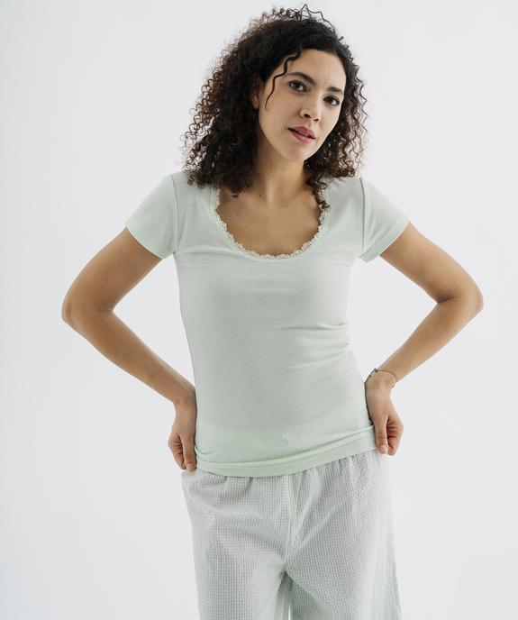 Haut de pyjama en maille côtelée femme vue4 - GEMO 4G FEMME - GEMO