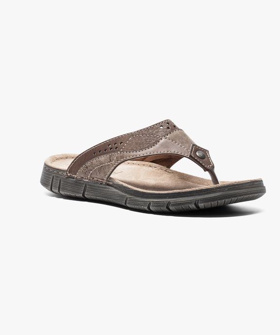 Claquettes cuir à semelle épaisse vue2 - GEMO (HOMME) - GEMO