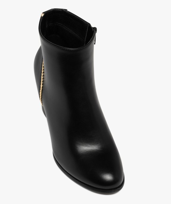 Boots femme à talon et zip avec liseré tressé et doré vue6 - GEMO(URBAIN) - GEMO