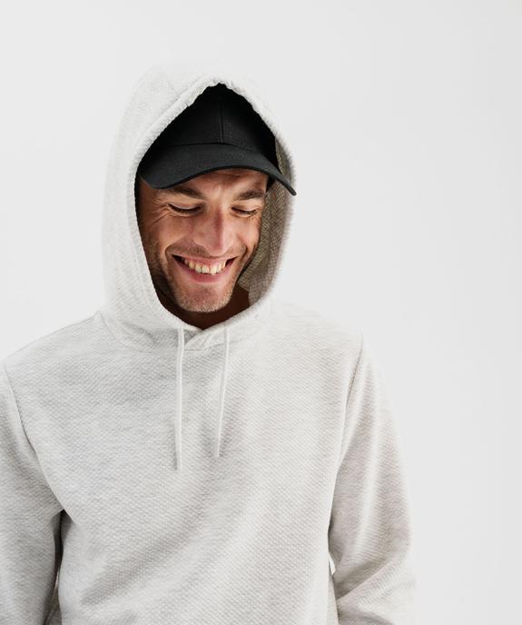 Sweat à capuche en maille texturée homme vue1 - GEMO (HOMME) - GEMO