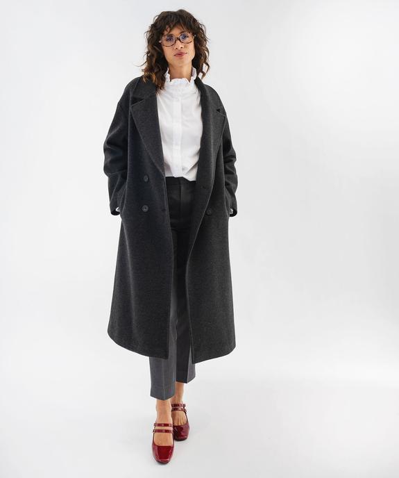 Manteau long croisé à double boutonnage et col femme vue3 - GEMO(FEMME PAP) - GEMO