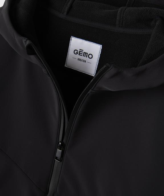 Blouson softshell déperlant intérieur polaire à capuche garçon vue3 - GEMO (JUNIOR) - GEMO