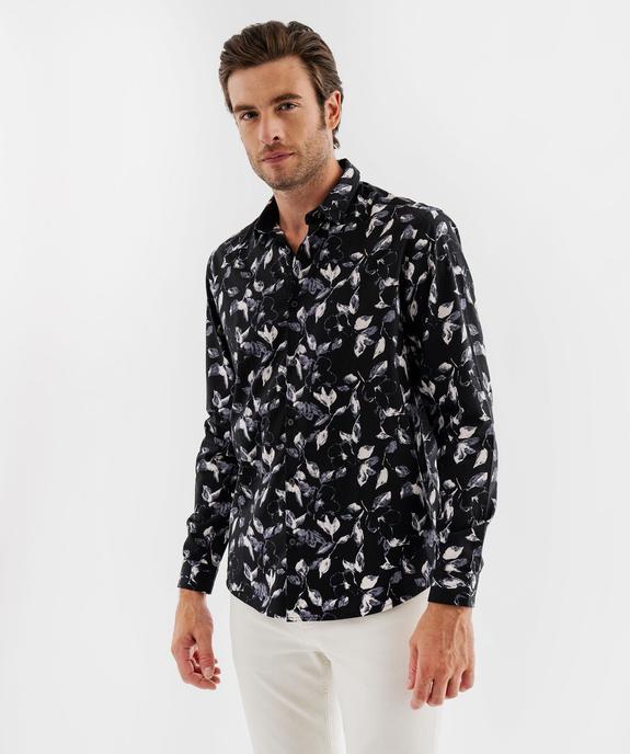 Chemise manches longues coupe droite en coton imprimé homme vue1 - GEMO (HOMME) - GEMO