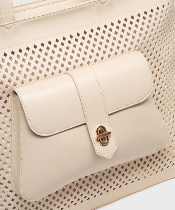 Sac cabas grand format ajouré femme vue3 - GEMO (ACCESS) - GEMO