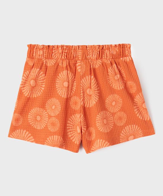 Short imprimé en maille texturée avec ceinture élastique fille vue3 - GEMO (ENFANT) - GEMO