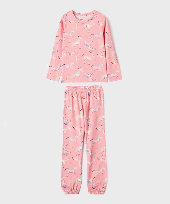 Pyjama en coton avec motifs poneys fille vue1 - GEMO 4G FILLE - GEMO